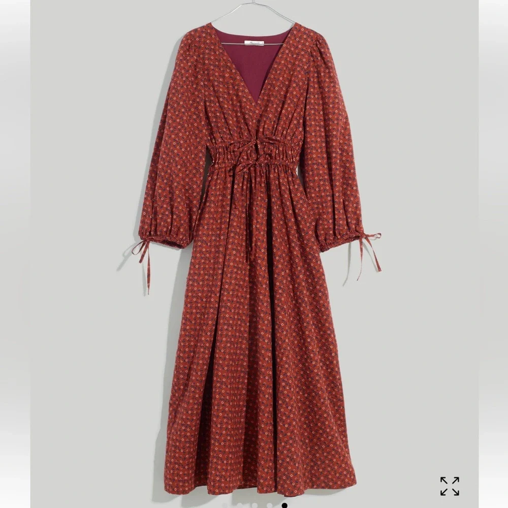 Madewell Sophia Tie-Front Midi Dress in Teaberry Floral - Picture 5 of 10